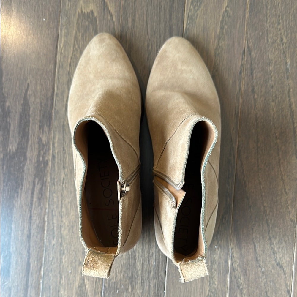 Women's Tan Suede Ankle Boots - Picture 6 of 8